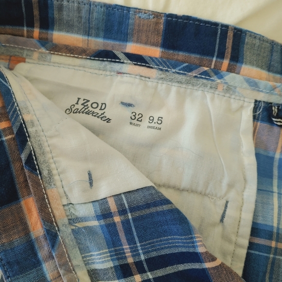 IZOD blue & orange plaid golf shorts. Size 32 - Picture 6 of 12